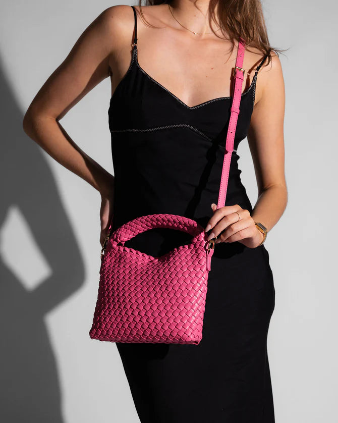 LOUENHIDE : Gabby Mini Woven Shoulder Bag - Bubblegum Pink