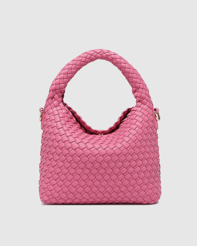 LOUENHIDE : Gabby Mini Woven Shoulder Bag - Bubblegum Pink