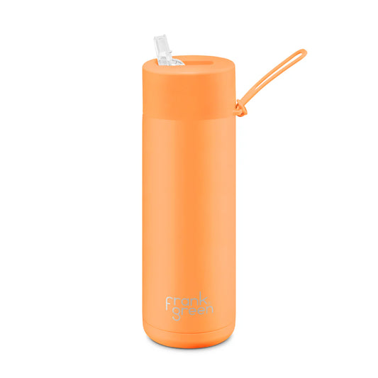 FRANK GREEN : 595ml 20oz Ceramic Reusable Straw Lid Neon Orange - Bottle