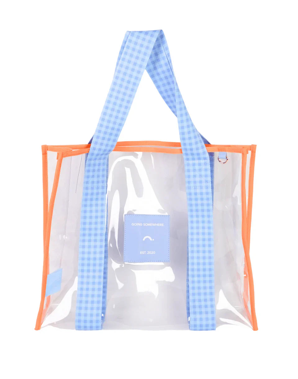 THE SOMEWHERE CO. : Cheeky Tote Bag - Apricot & Blue