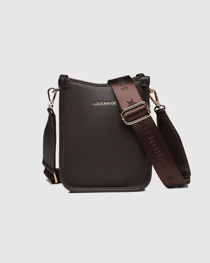 LOUENHIDE : Parker Phone Crossbody Bag - Chocolate