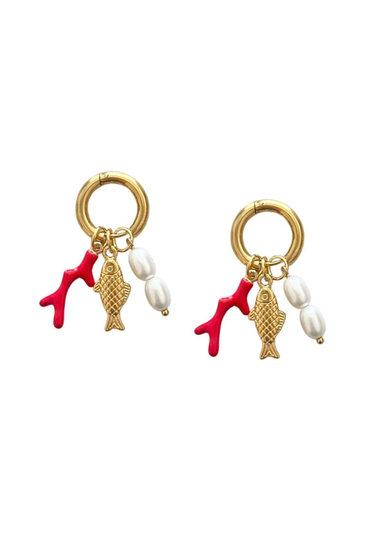 MOSK. MELBOURNE : Coral gold hoop - Earrings