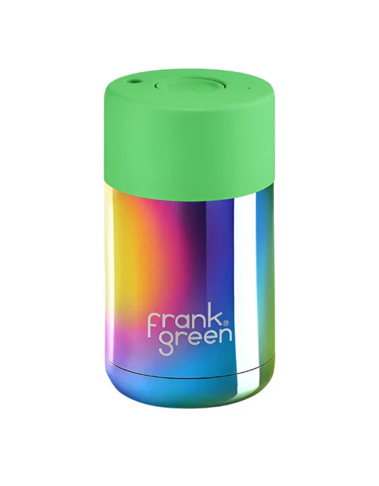 FRANK GREEN : 355ml 12oz Ceramic Rainbow Base with Green Lid - Reusable Cup