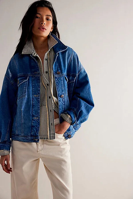 FREE PEOPLE : All In Denim Jacket - Rugged Indigo