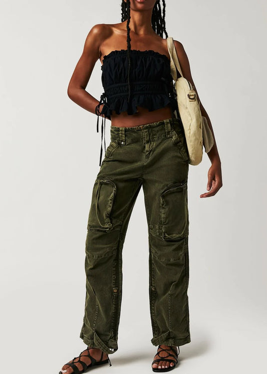 FREE PEOPLE : Can’t Compare Slouch Trousers - Dusty Olive