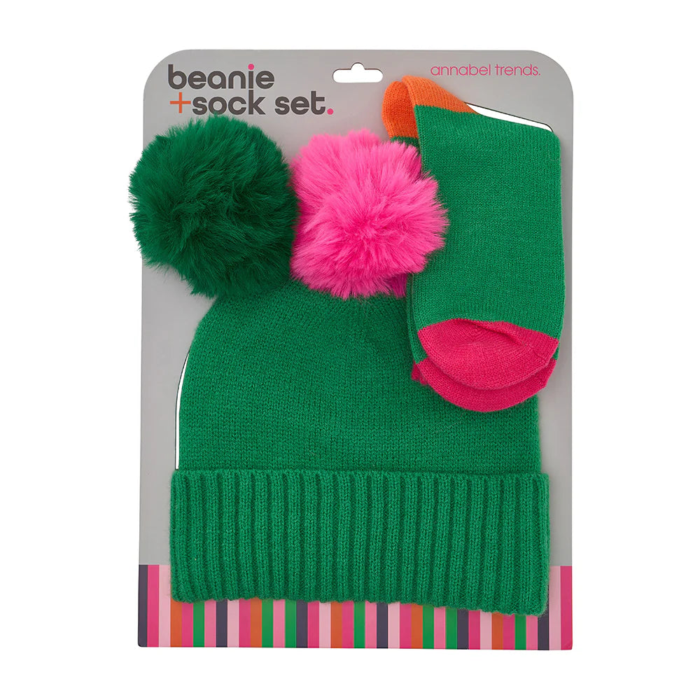 ANNABEL TRENDS: Green - Beanie & Sock Set