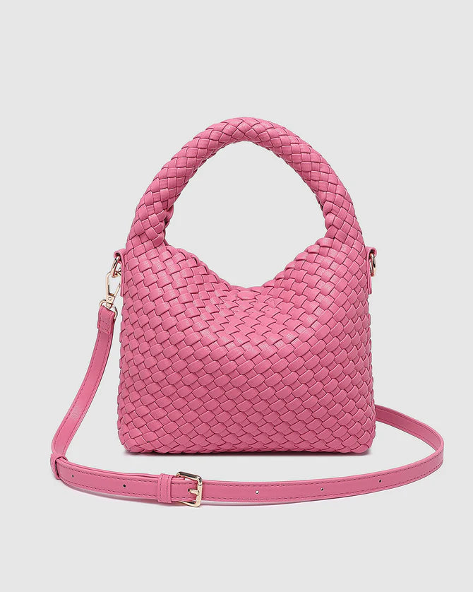 LOUENHIDE : Gabby Mini Woven Shoulder Bag - Bubblegum Pink