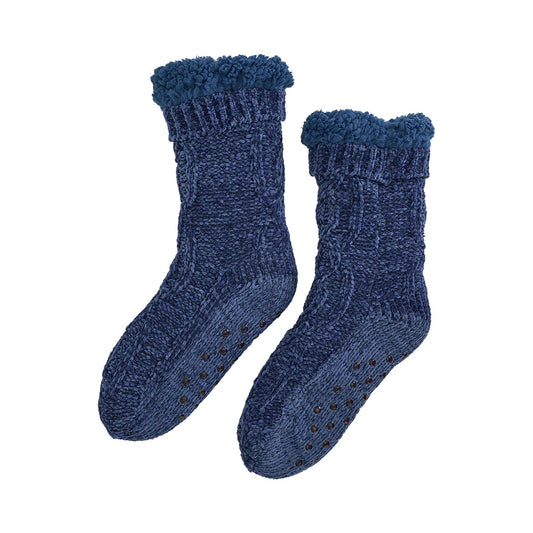 ANNABEL TRENDS: Chenille Navy - Lounge Socks