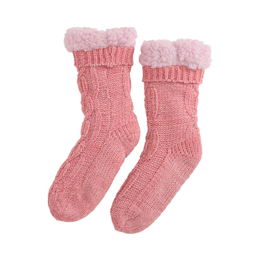 ANNABEL TRENDS: Chenille Shell Pink - Lounge Socks