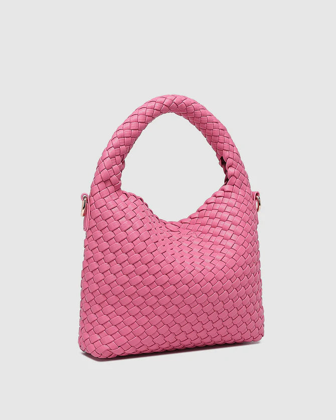 LOUENHIDE : Gabby Mini Woven Shoulder Bag - Bubblegum Pink