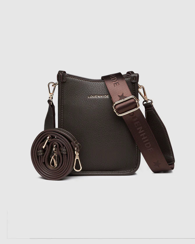 LOUENHIDE : Parker Phone Crossbody Bag - Chocolate