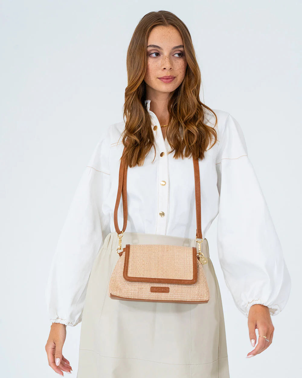 ELMS+KING : Lugano Crossbody Bag - Tan Weave