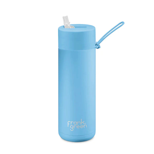 FRANK GREEN : 595ml 20oz Ceramic Reusable Straw Lid Sky Blue - Bottle