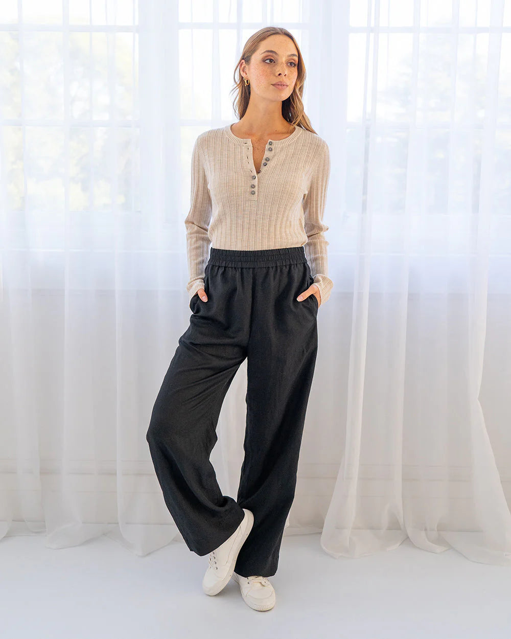 ARLINGTON MILNE : Henly Rib Quinoa - Knit Top