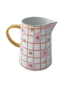 CARLA DINNAGE : Jug - Pink Tartan & Bloom