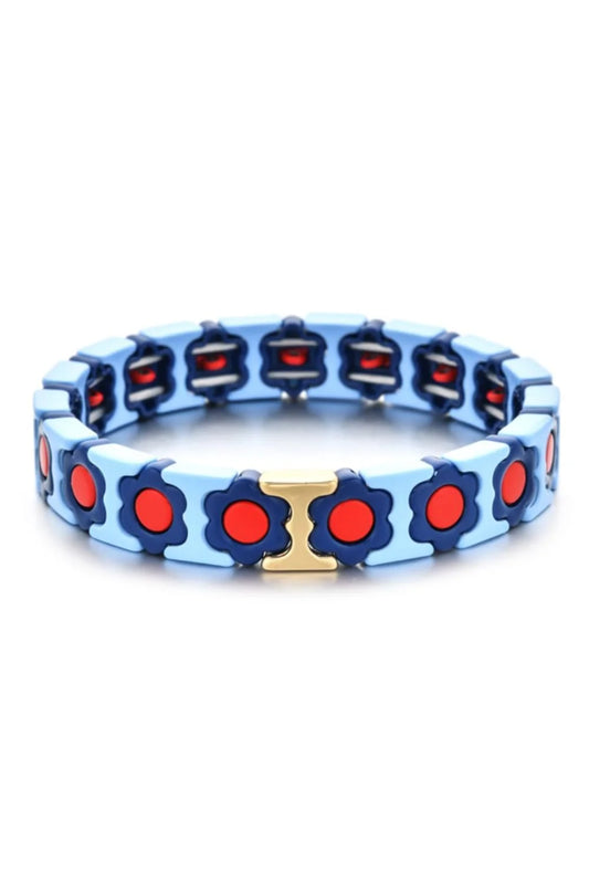 MOSK. MELBOURNE : Daisy Chain Bracelet - Pale Blue, Navy & Red