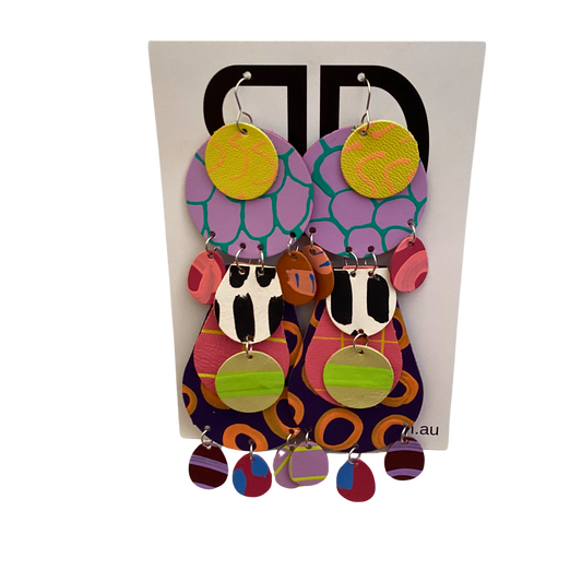 BRONWYN DAVID - Abstract Large - Handmade Painted Leather Earrings