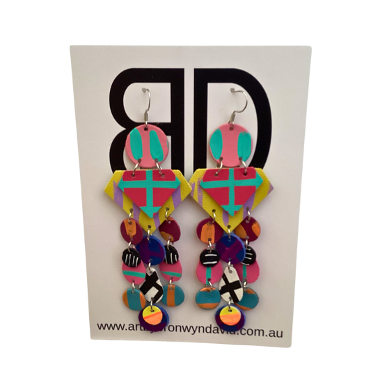 BRONWYN DAVID - Raindrops - Handmade Painted Leather Earrings