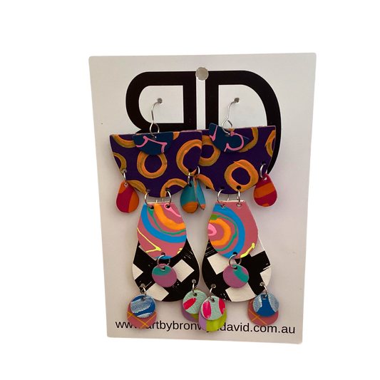 BRONWYN DAVID - Abstract Small - Handmade Painted Leather Earrings