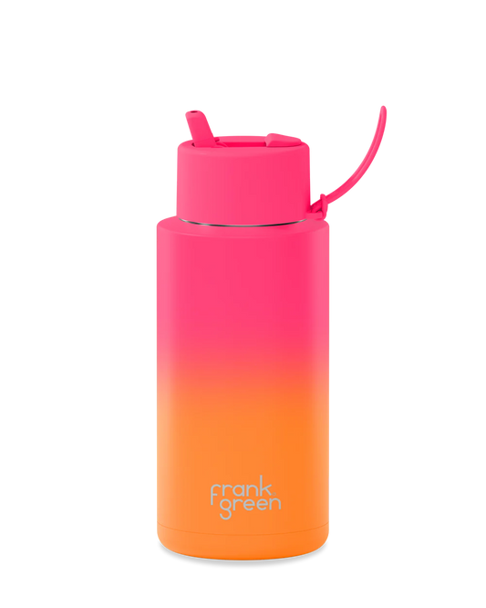 FRANK GREEN : Ceramic Reusable 1L Bottle Straw Lid - Summer Sunset Gradient