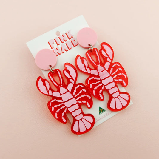 PINK NADE: Lobster Red/Orange Dangle - Earrings