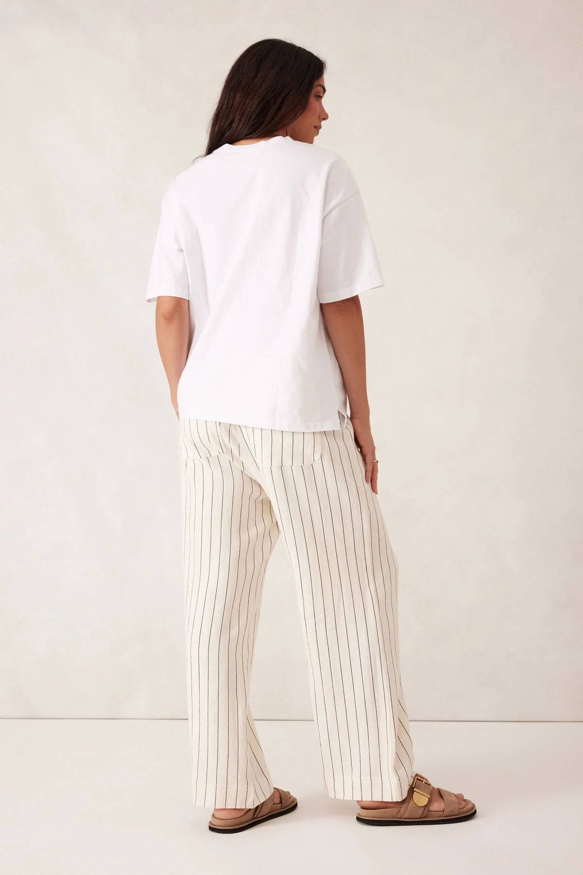 CERES LIFE: Relaxed Drawstring Pinstripe Linen - Pant