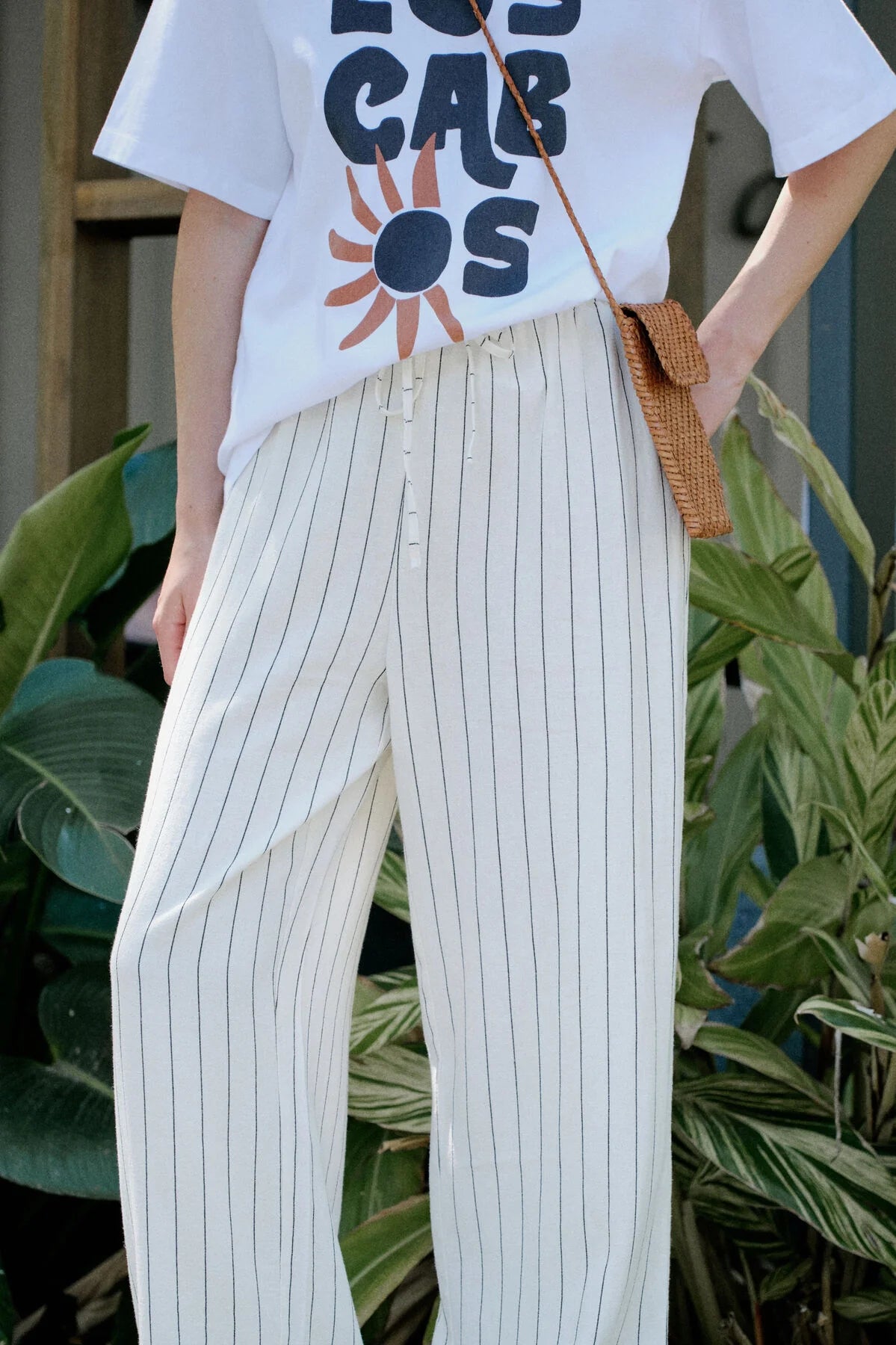 CERES LIFE: Relaxed Drawstring Pinstripe Linen - Pant