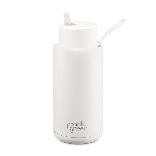 FRANK GREEN : Ceramic Reusable 1L Bottle Straw Lid - White