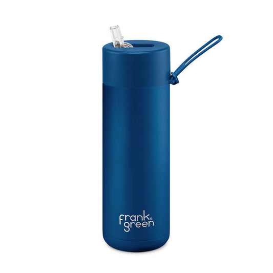 FRANK GREEN : Ceramic Reusable 595ml Bottle Straw Lid - Deep Ocean