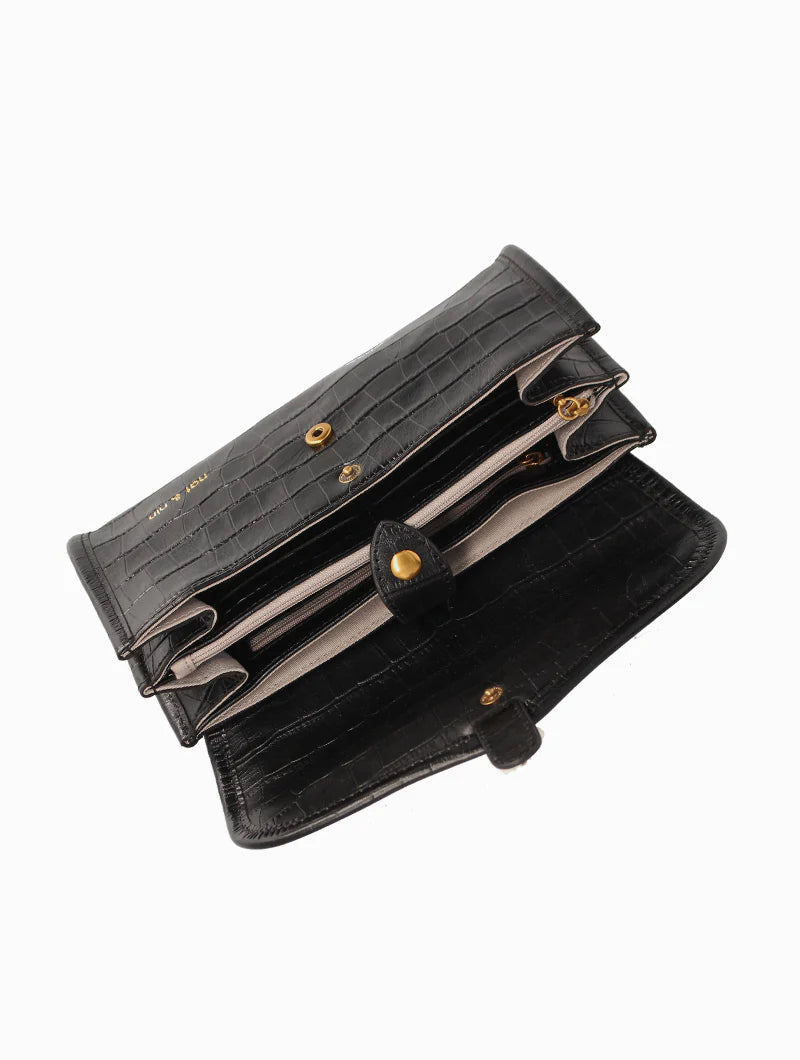 NAT & NIN : Leather 'Patty' Crocodile Print - Wallet