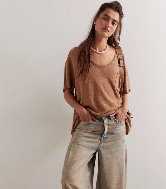 FREE PEOPLE : Care All I Need Toasted Coconut - Tee