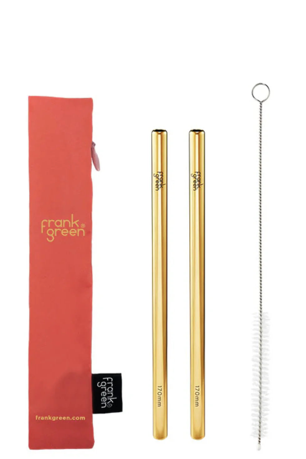 FRANK GREEN : 170mm Reusable Straw Pack - Coral