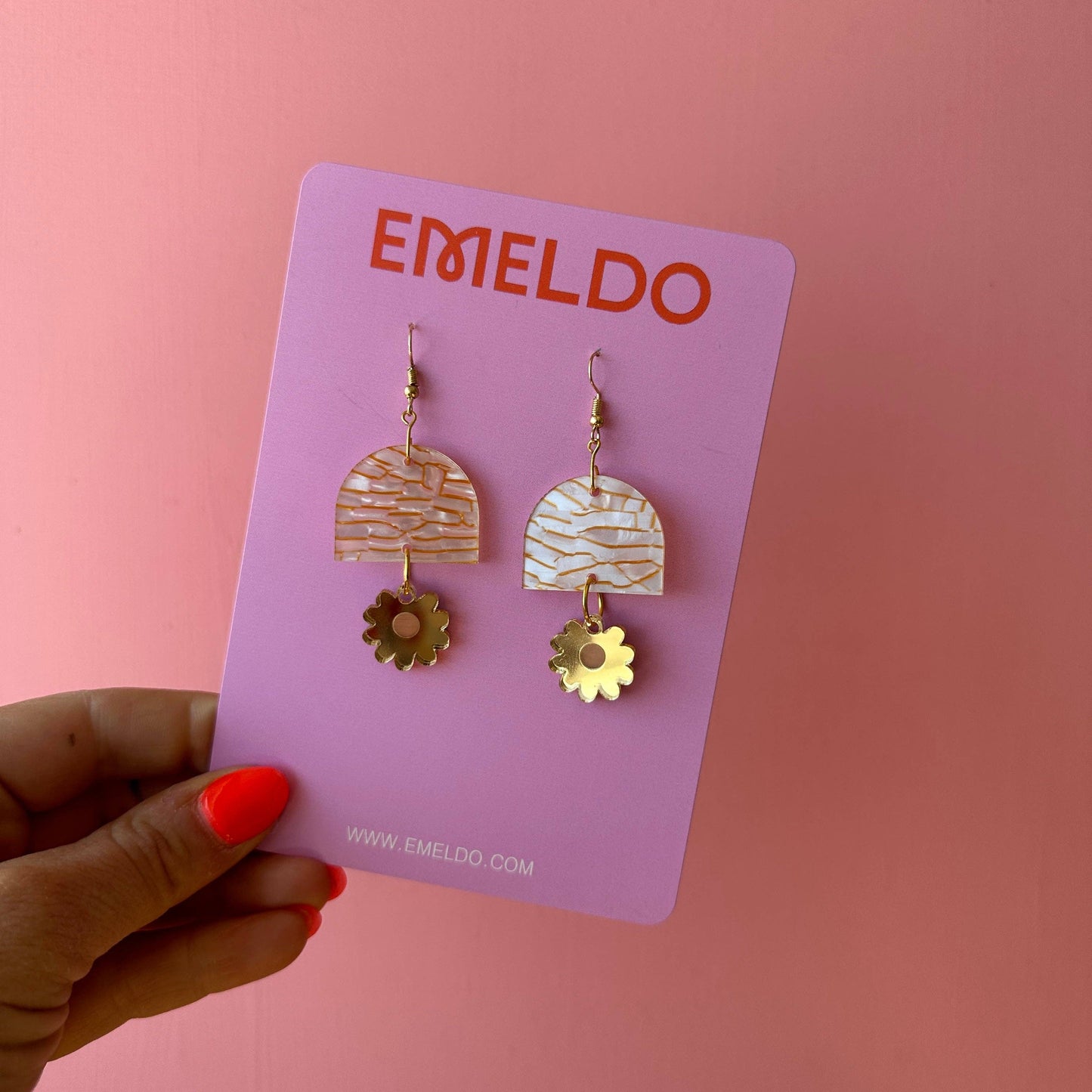 EMELDO : Andie Earrings - Gold & Cream