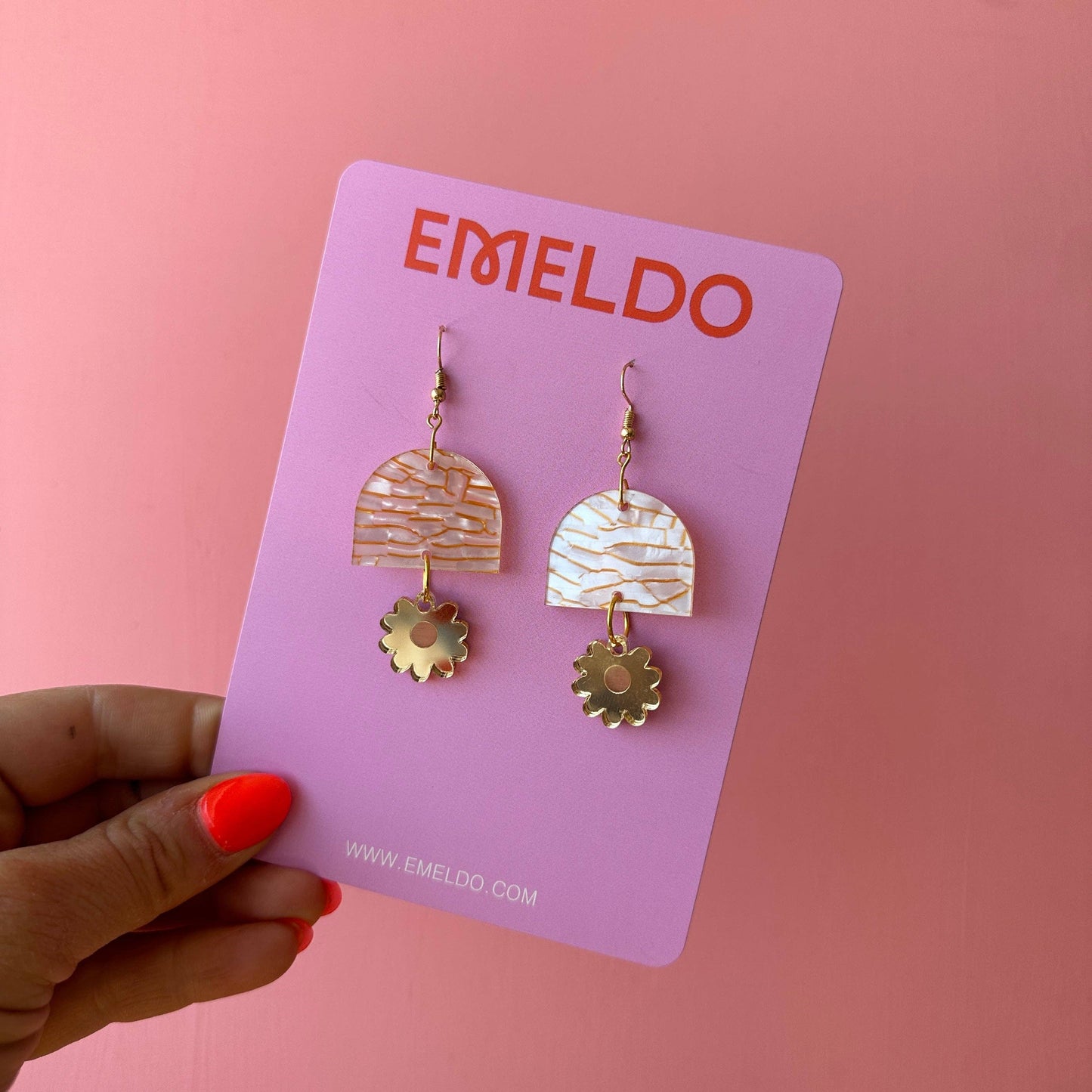 EMELDO : Andie Earrings - Gold & Cream