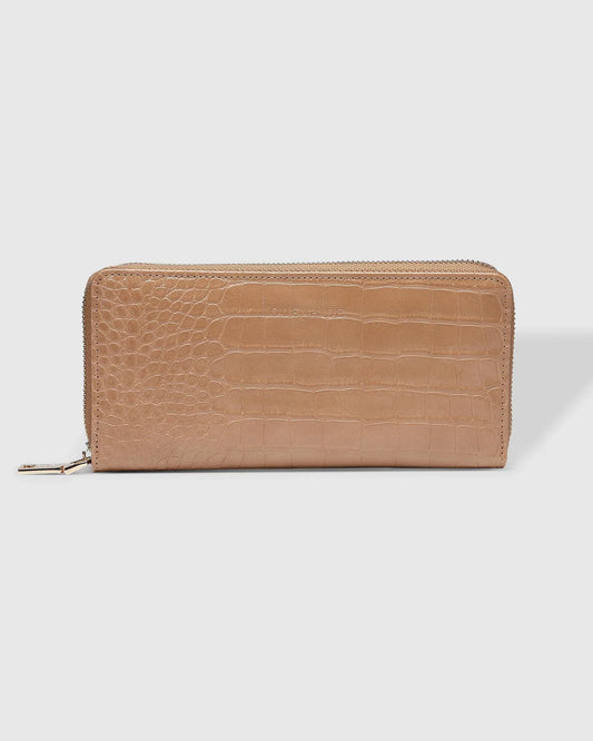 LOUENHIDE. : Jessica Wallet - Croc Caramel