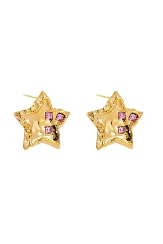 MOSK. MELBOURNE : Chunky Gold & Purple Star Stud - Earrings