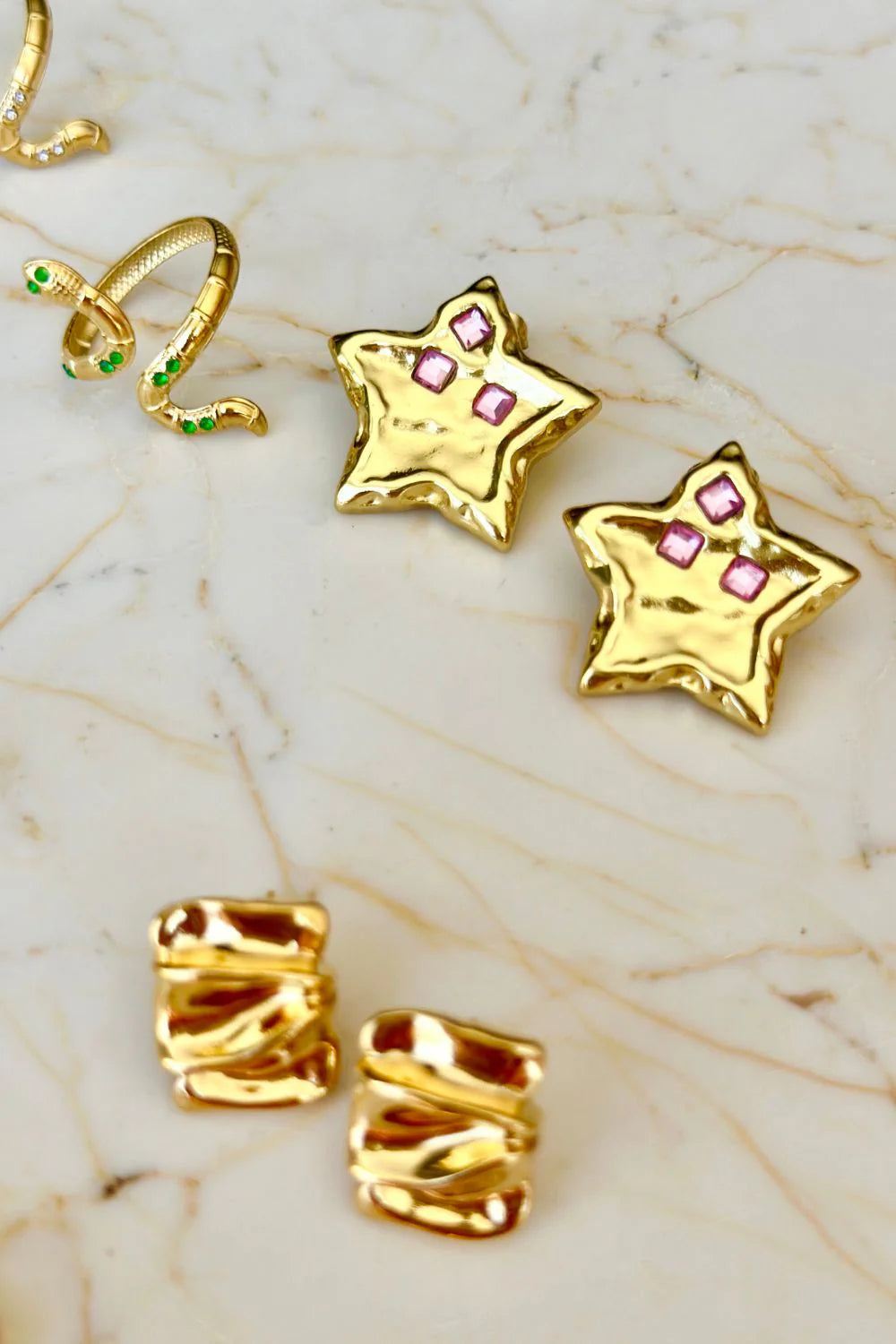 MOSK. MELBOURNE : Chunky Gold & Purple Star Stud - Earrings