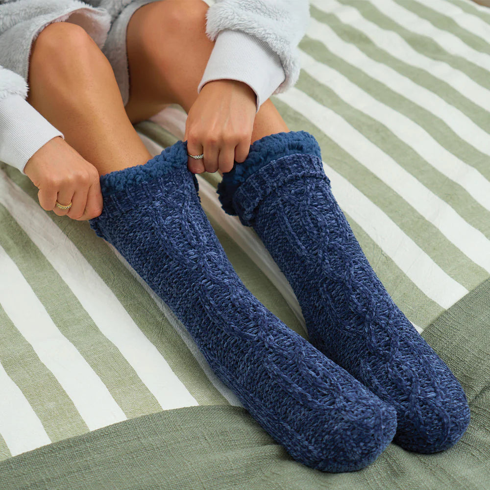 ANNABEL TRENDS: Chenille Navy - Lounge Socks